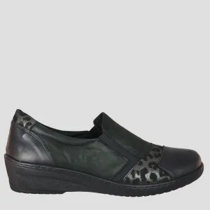 CP461 - BLACK COMBO LEATHER FLATS