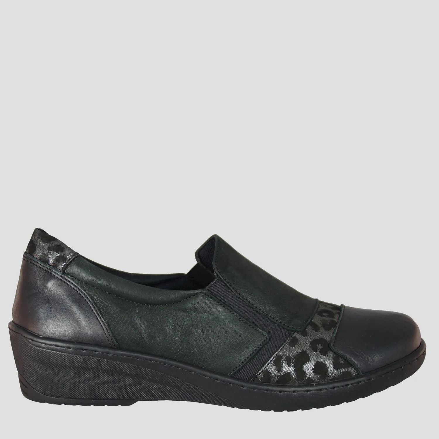 CP461 - BLACK COMBO LEATHER FLATS