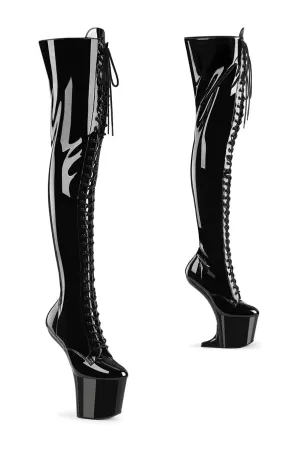 CRAZE-3023 Black Patent Thigh Boot