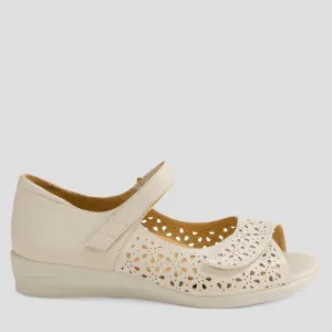 DAFFODIL W  - ALMOND LEATHER SANDALS