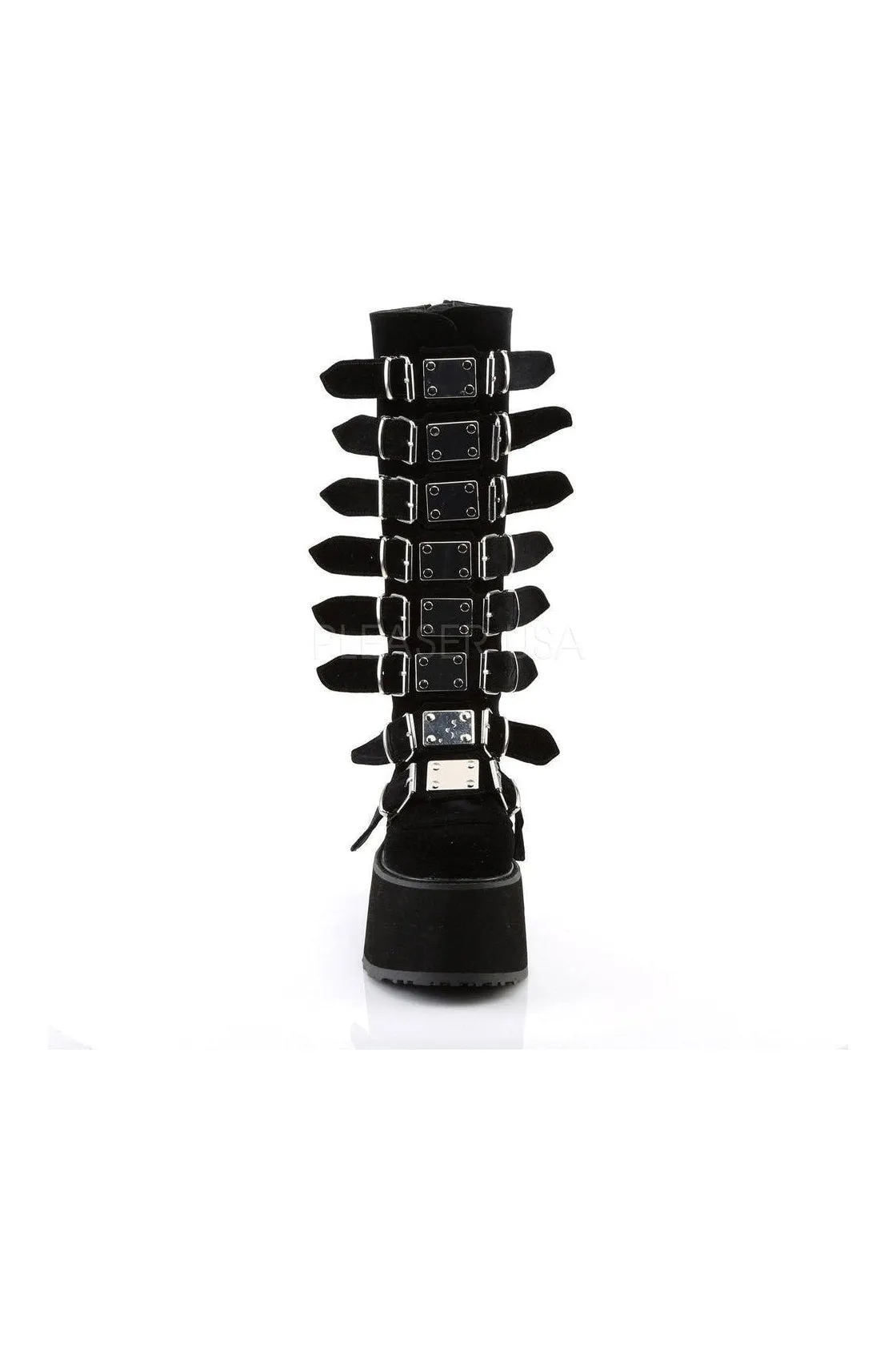 DAMNED-318 Demonia Knee Boot | Black Velvet