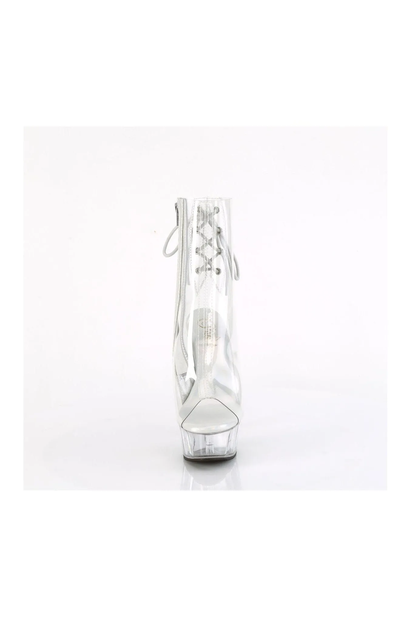 DELIGHT-1018C Clear Vinyl Ankle Boot