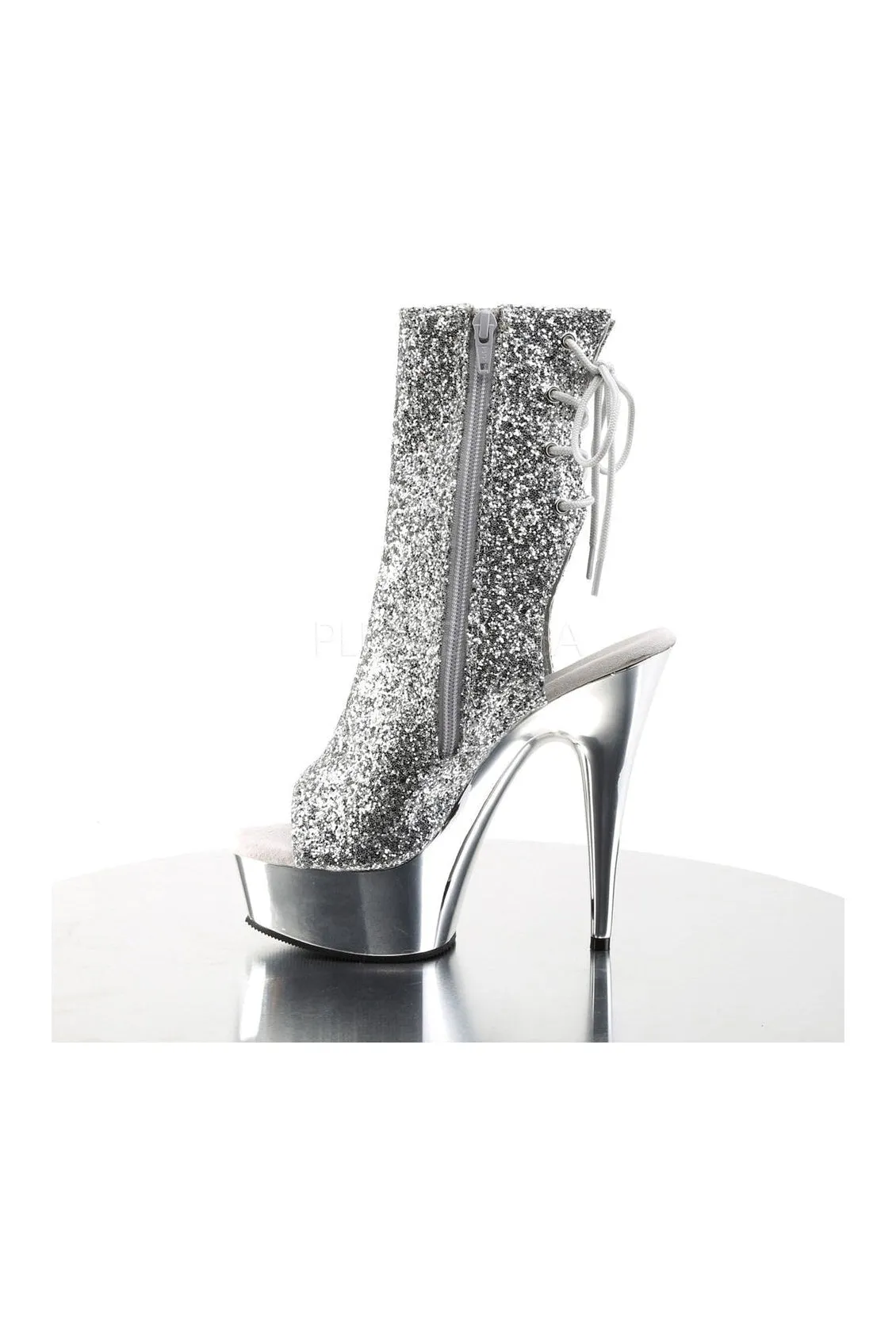 DELIGHT-1018G Platform Boot  | Silver Glitter