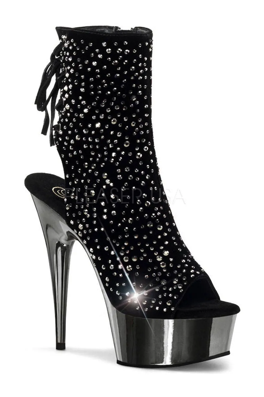 DELIGHT-1018RS Platform Boot  | Black Velvet