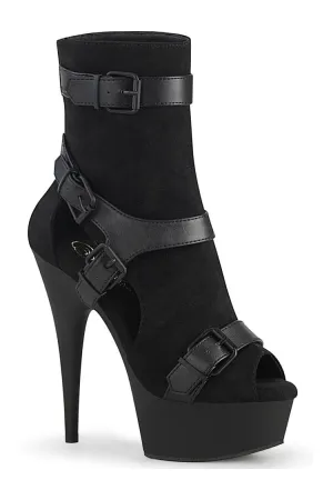 DELIGHT-1037 Exotic Ankle Boot | Black Faux Suede