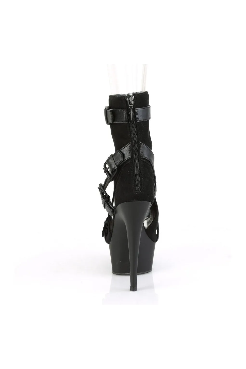DELIGHT-1037 Exotic Ankle Boot | Black Faux Suede
