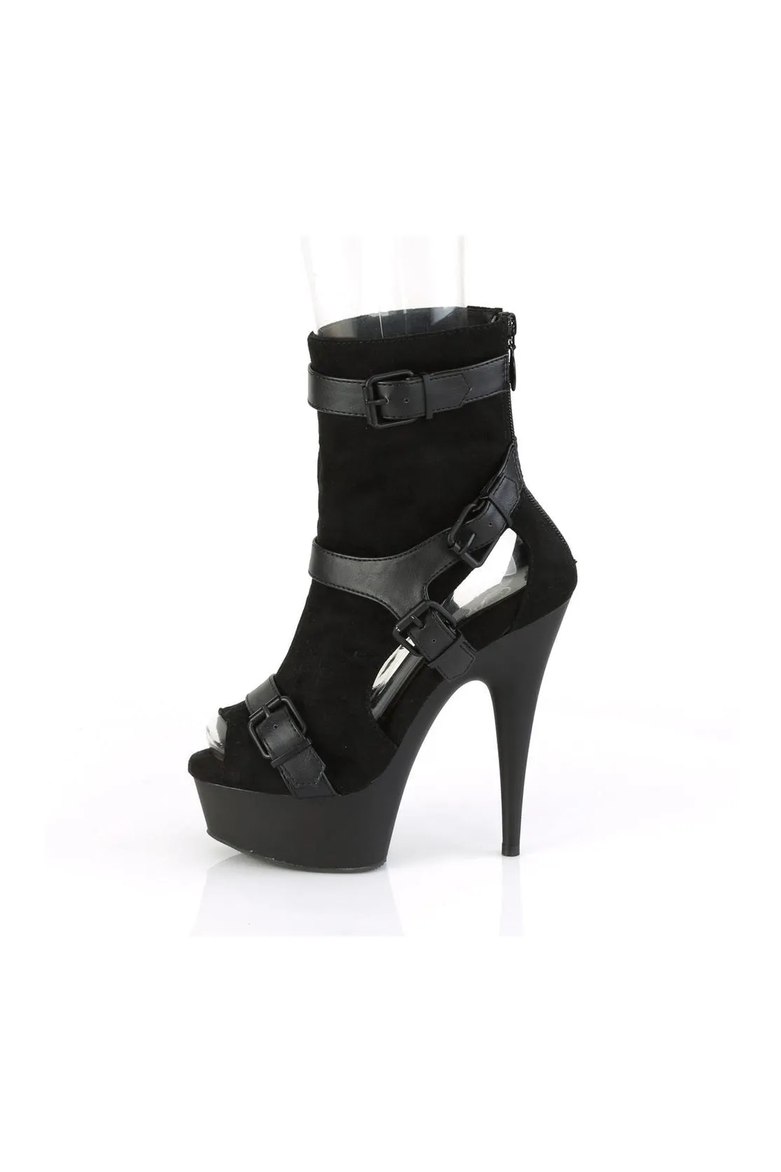 DELIGHT-1037 Exotic Ankle Boot | Black Faux Suede