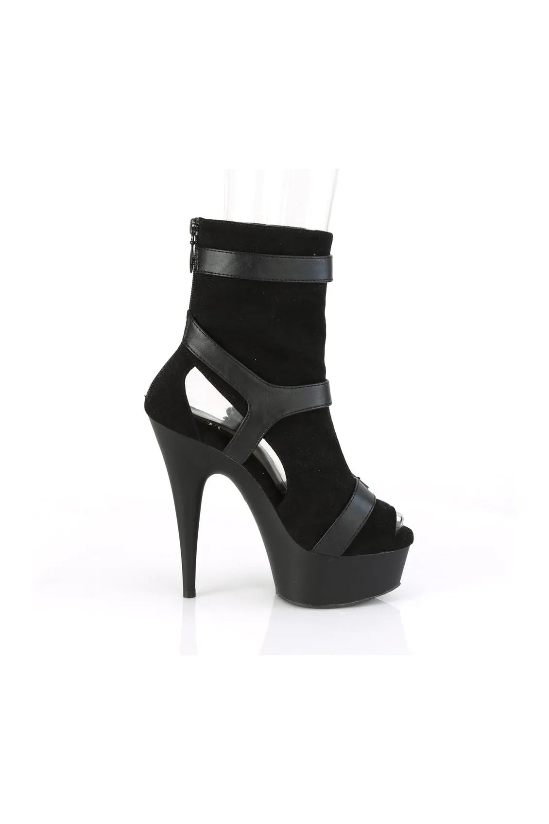 DELIGHT-1037 Exotic Ankle Boot | Black Faux Suede