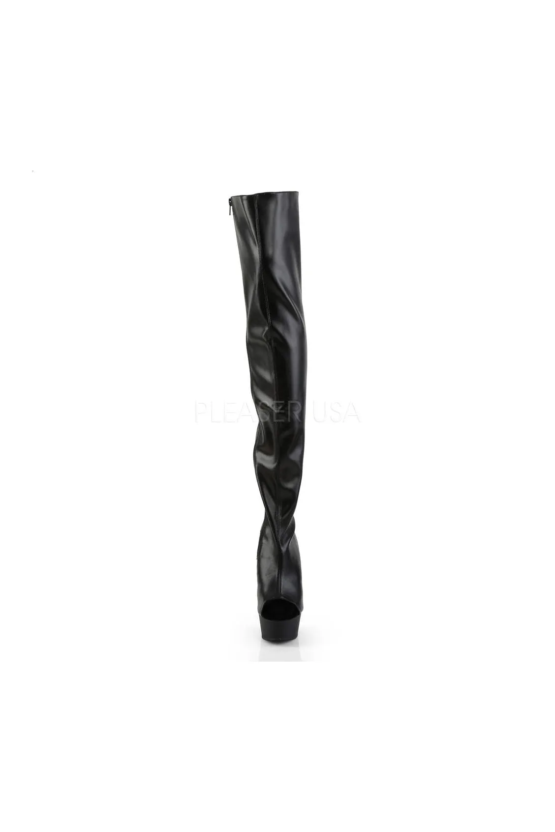 DELIGHT-3017 Platform Boot  | Black Faux Leather