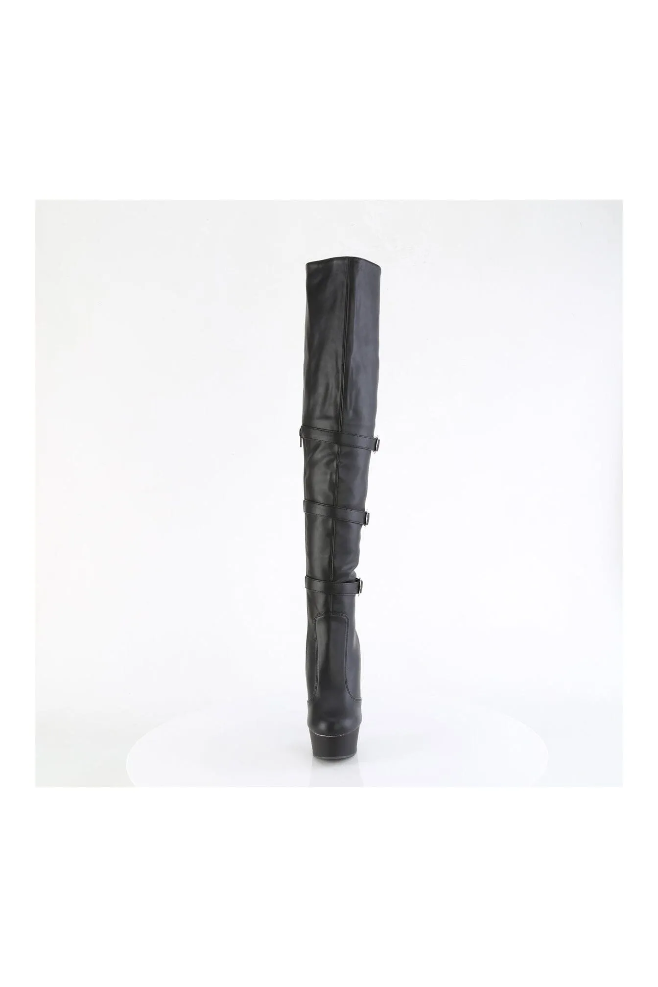 DELIGHT-3018 Black Faux Leather Thigh Boot