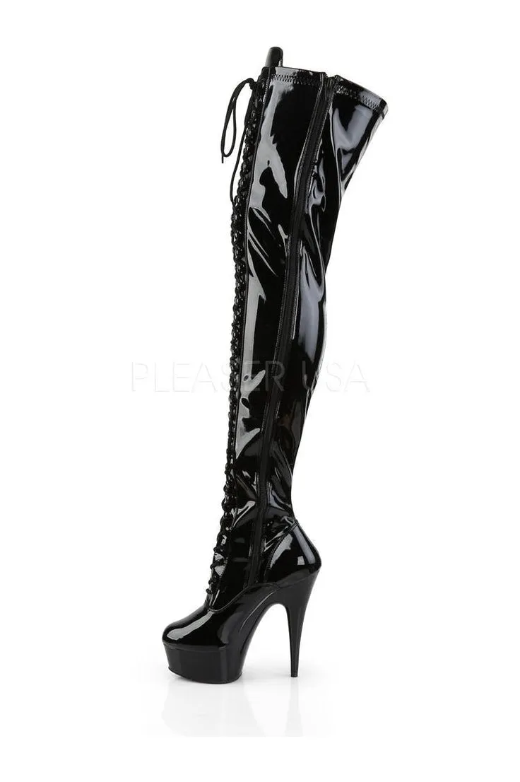 DELIGHT-3023 Platform Boot  | Black Patent