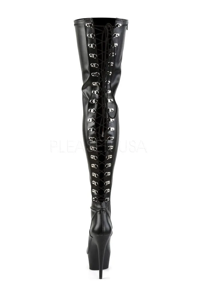 DELIGHT-3063 Platform Boot  | Black Faux Leather