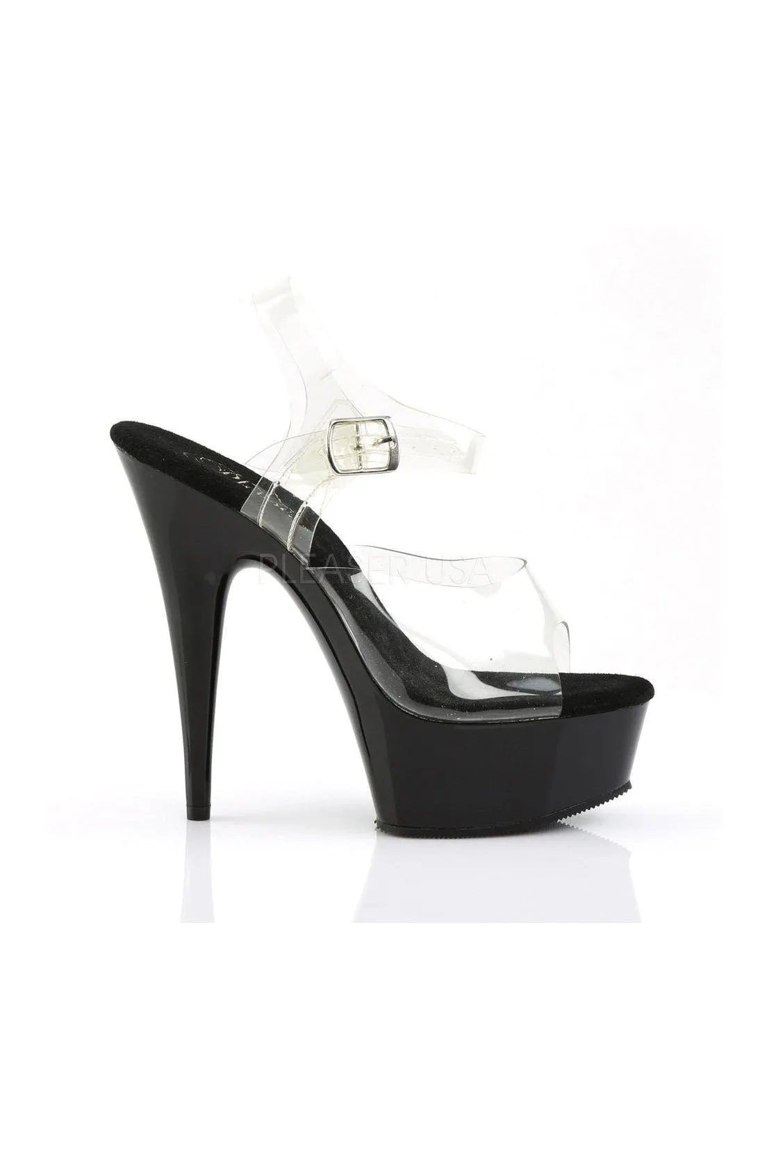 DELIGHT-608 Platform Sandal  | Black Vinyl