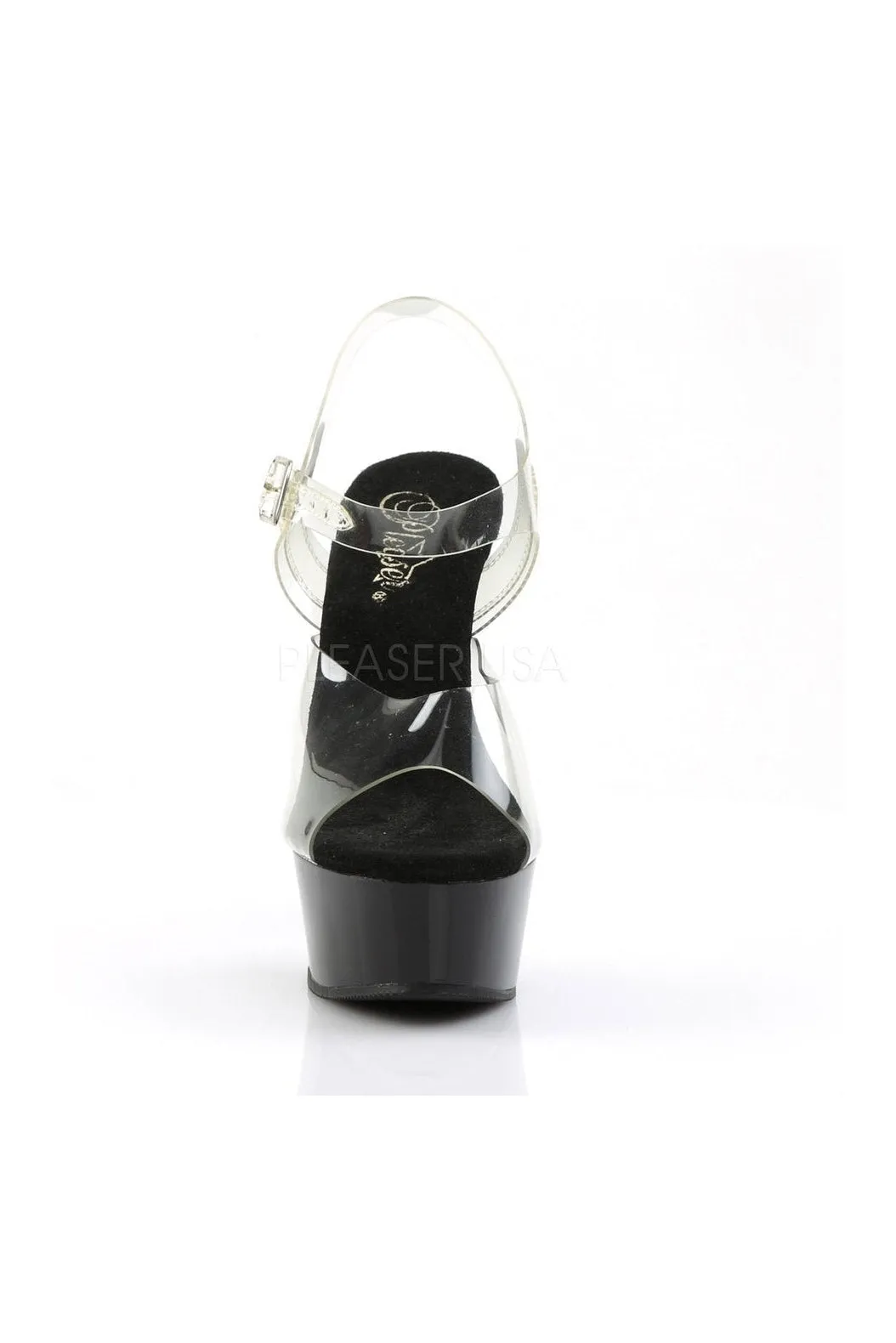 DELIGHT-608 Platform Sandal  | Black Vinyl