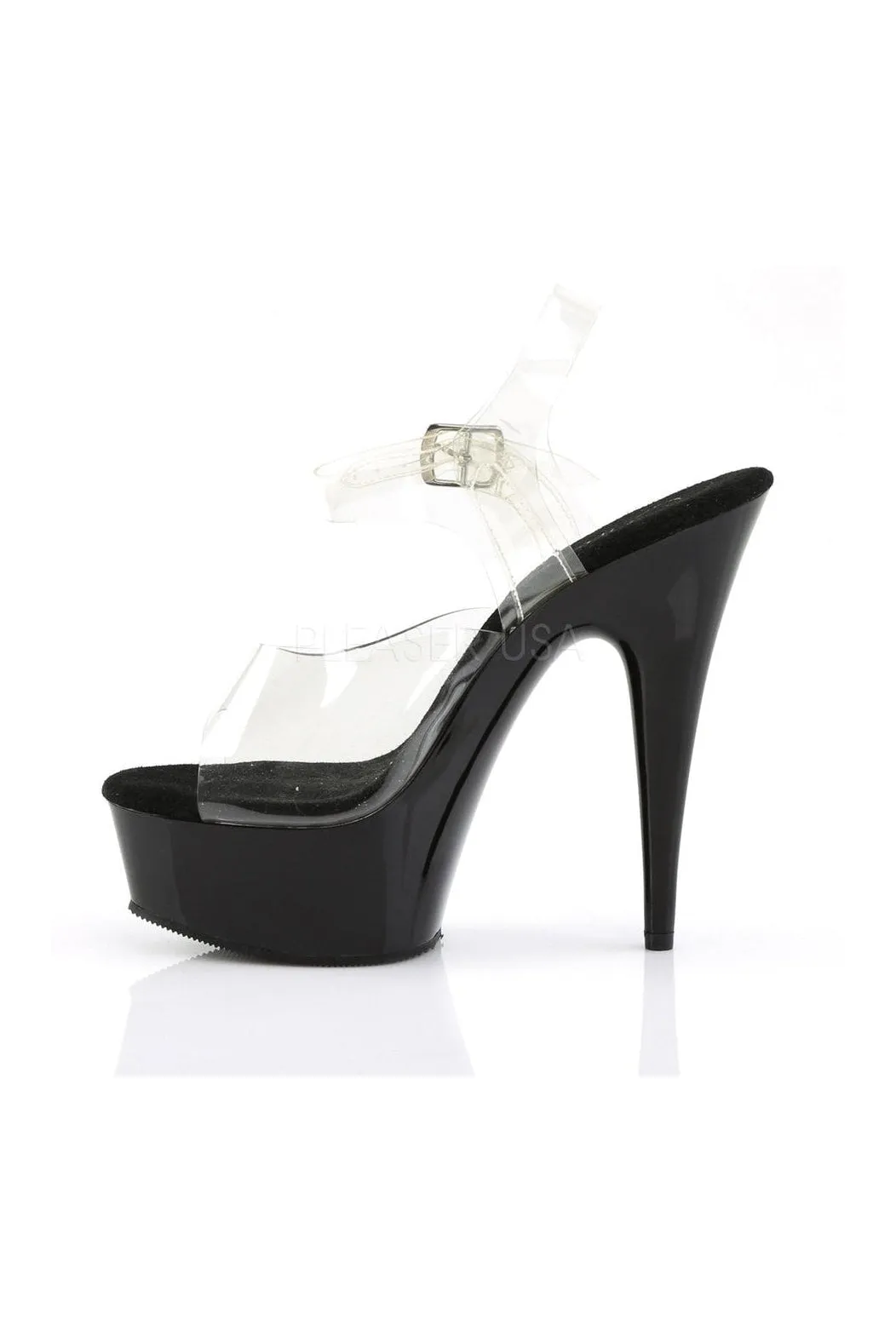 DELIGHT-608 Platform Sandal  | Black Vinyl