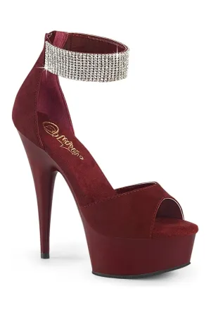 DELIGHT-625 Burgundy Faux Suede Sandal