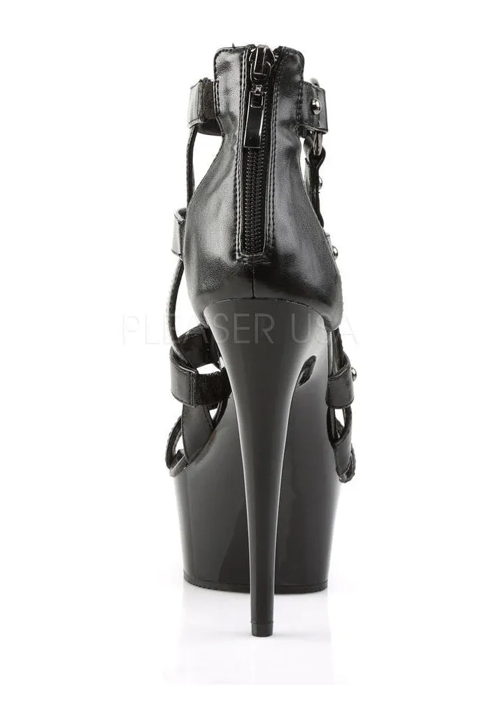 DELIGHT-682 Platform Sandal  | Black Faux Leather