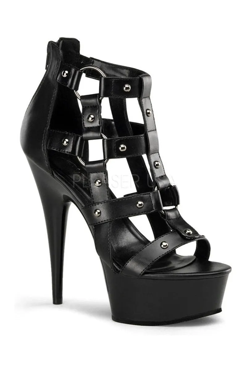 DELIGHT-682 Platform Sandal  | Black Faux Leather
