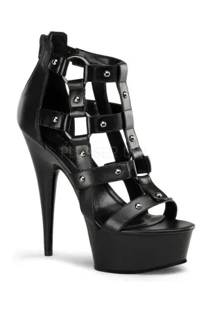 DELIGHT-682 Platform Sandal  | Black Faux Leather