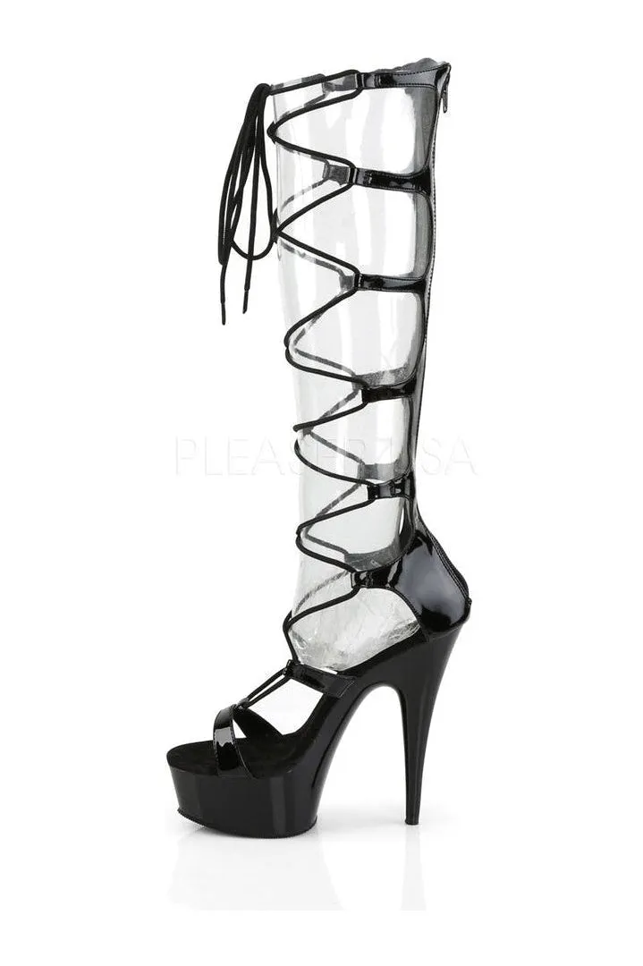 DELIGHT-698 Platform Sandal  | Black Patent