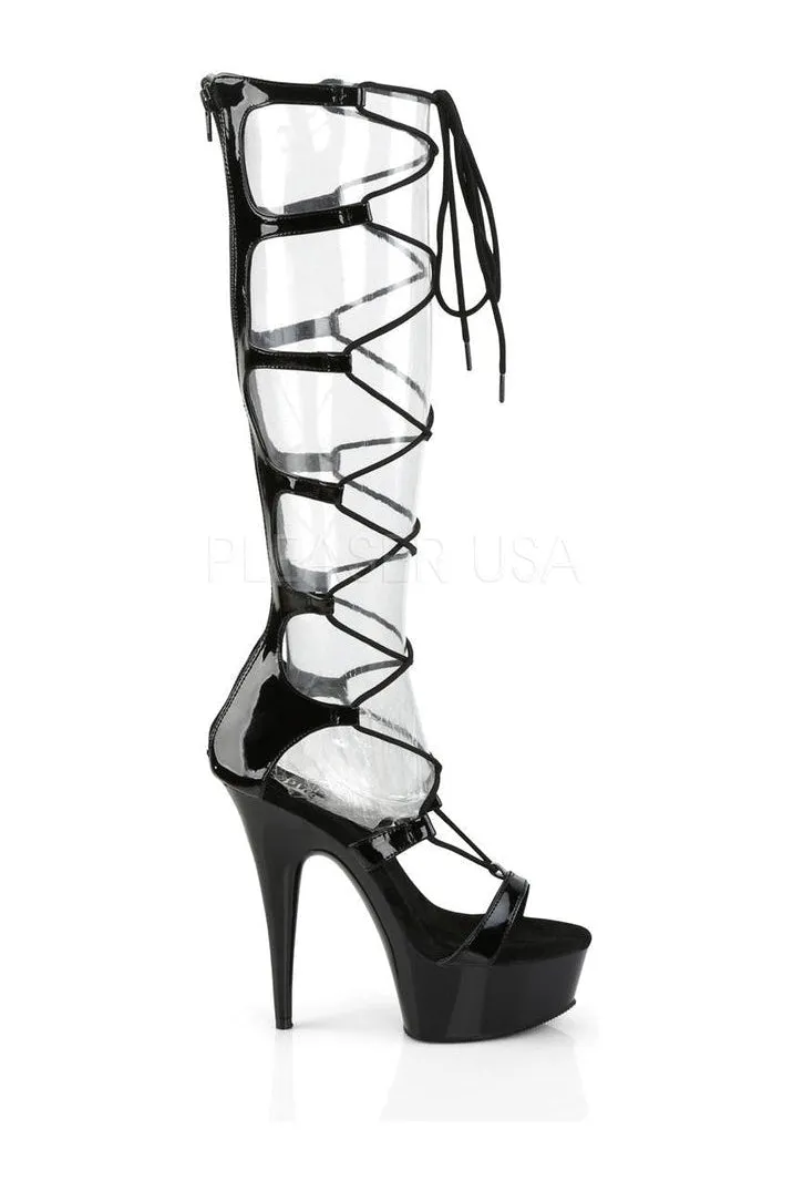 DELIGHT-698 Platform Sandal  | Black Patent