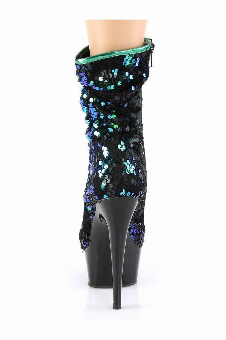 DELIGHT-1004 Exotic Boot | Green Sequins
