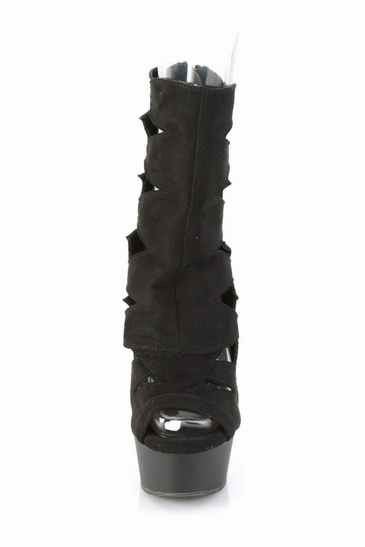DELIGHT-1014 Exotic Ankle Boot | Black Faux Suede