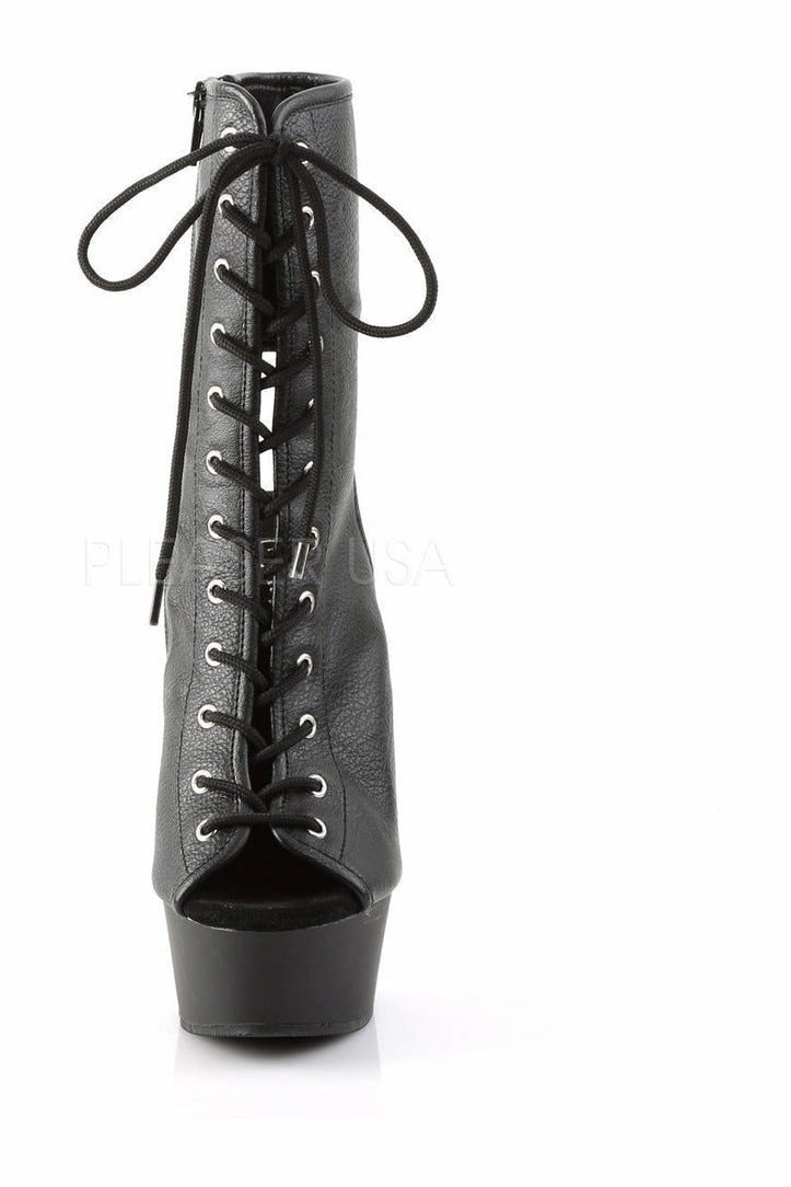 DELIGHT-1016 Platform Boot  | Black Faux Leather
