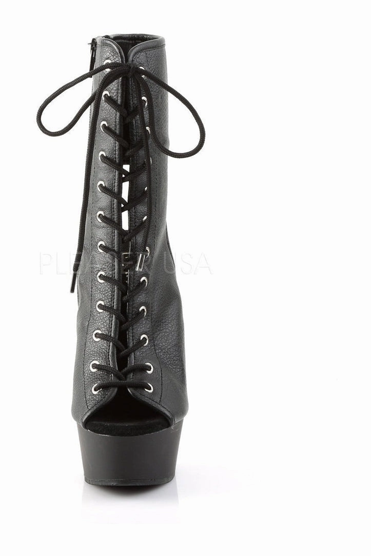 DELIGHT-1016 Platform Boot  | Black Faux Leather