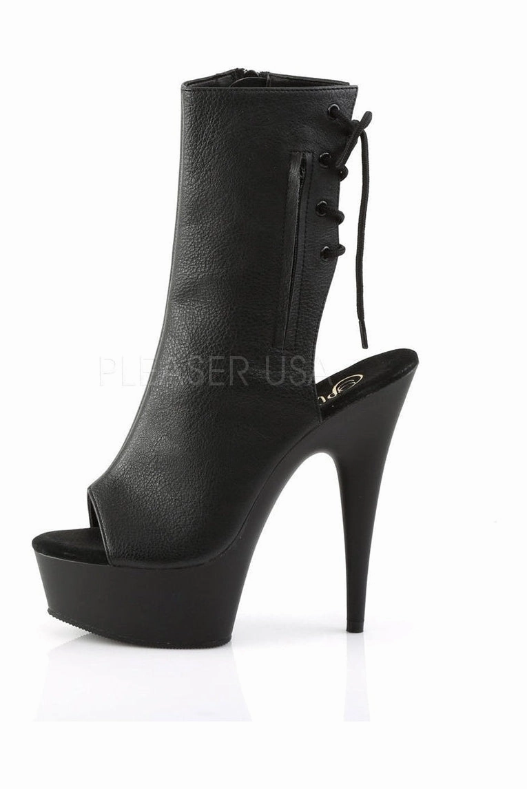 DELIGHT-1018 Platform Boot  | Black Faux Leather