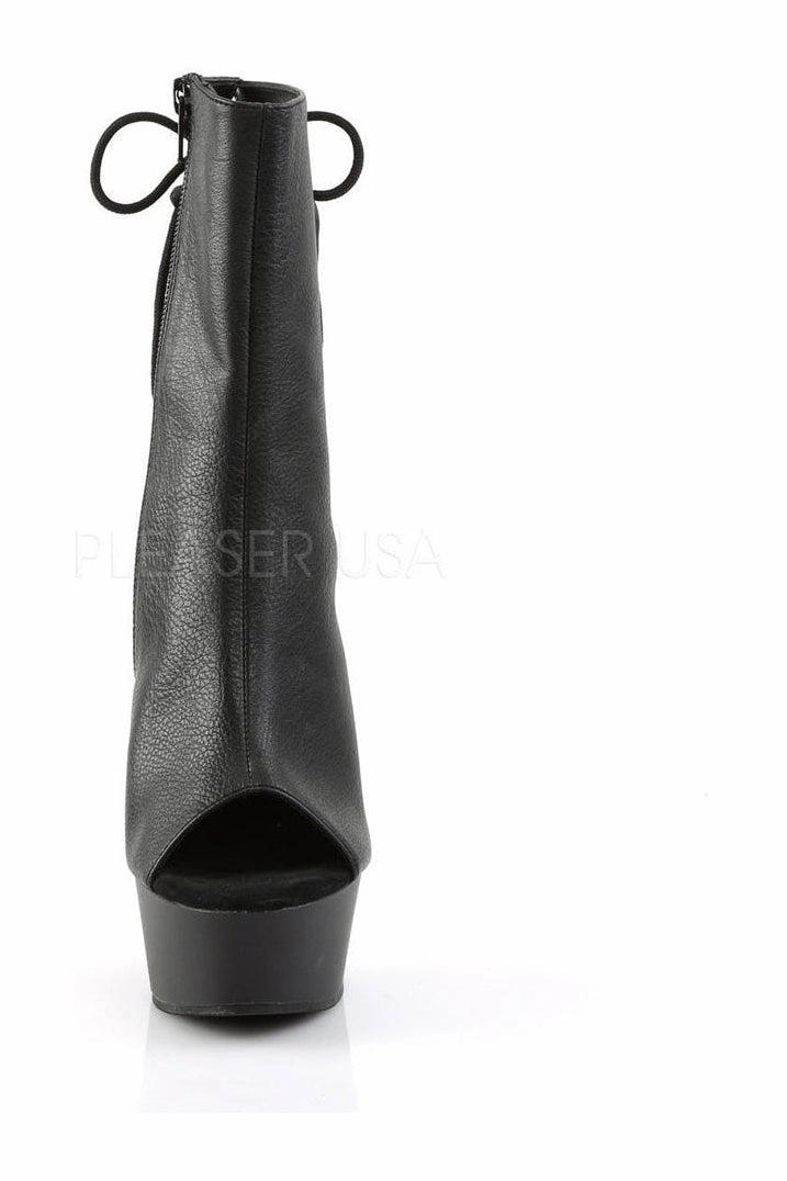 DELIGHT-1018 Platform Boot  | Black Faux Leather