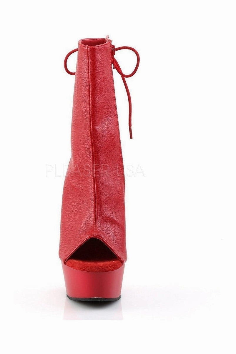 DELIGHT-1018 Platform Boot  | Red Faux Leather
