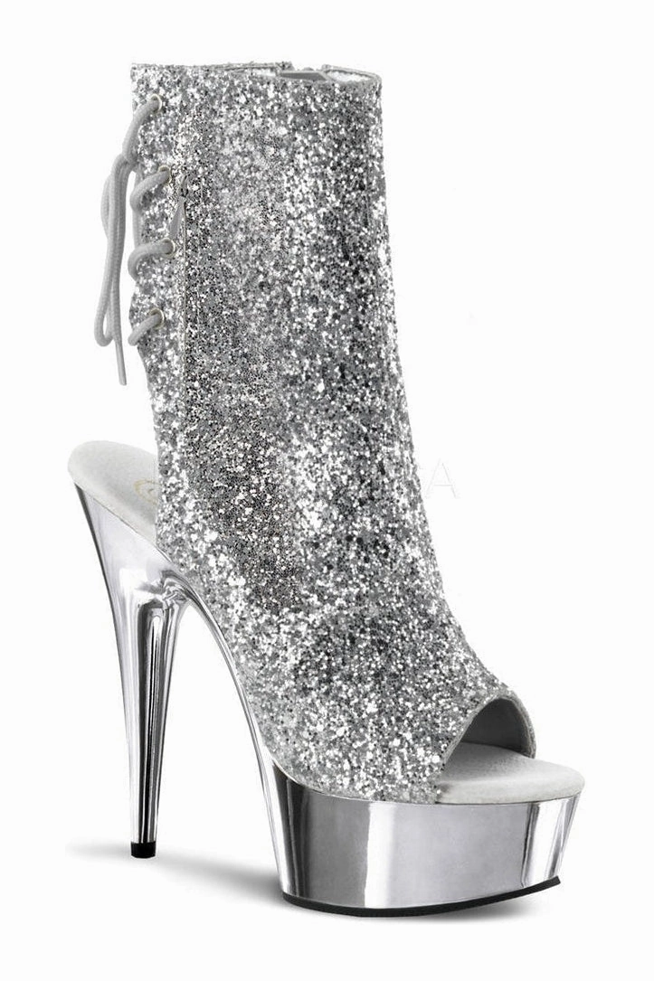 DELIGHT-1018G Platform Boot  | Silver Glitter