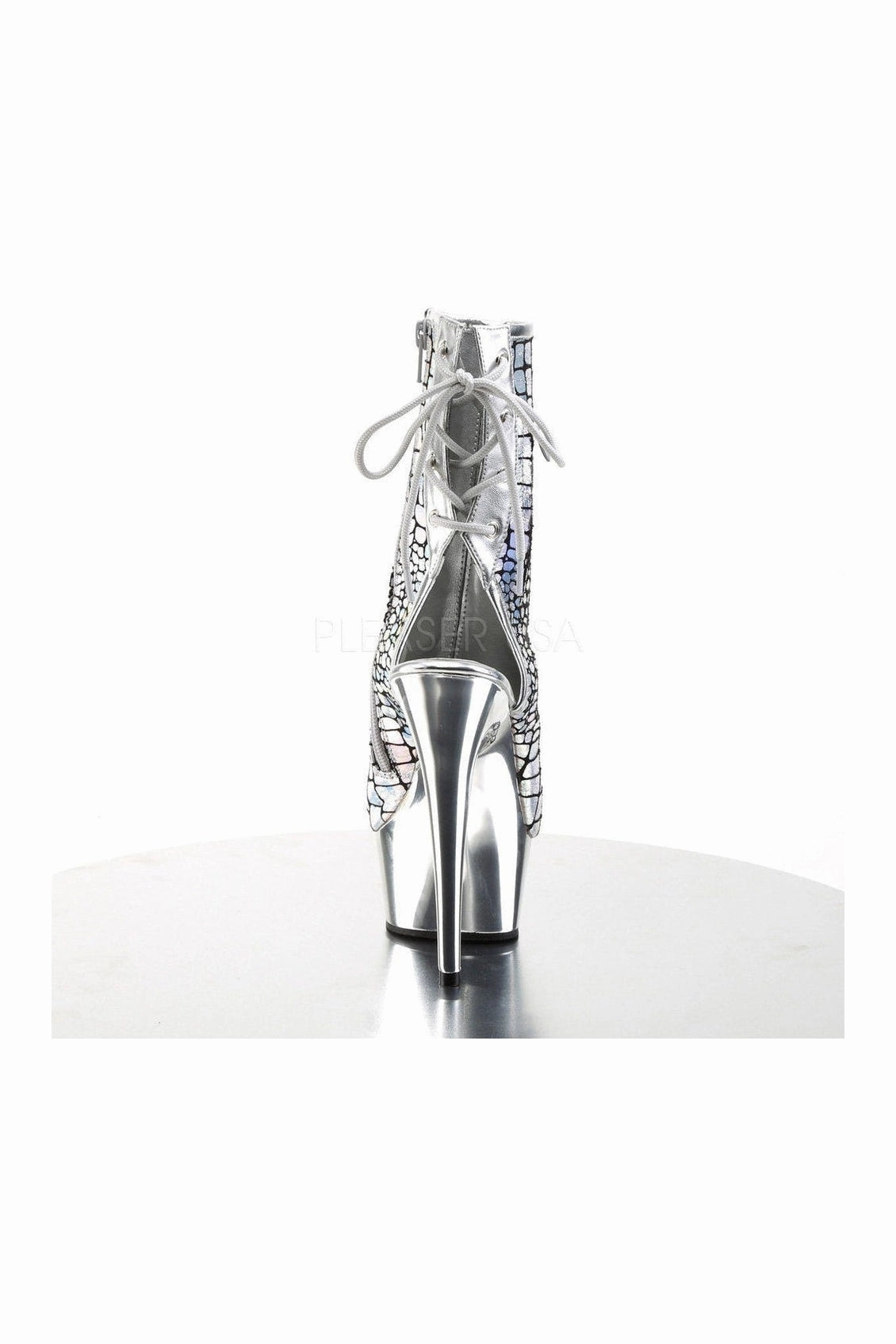 DELIGHT-1018HG Platform Boot  | Silver Faux Leather