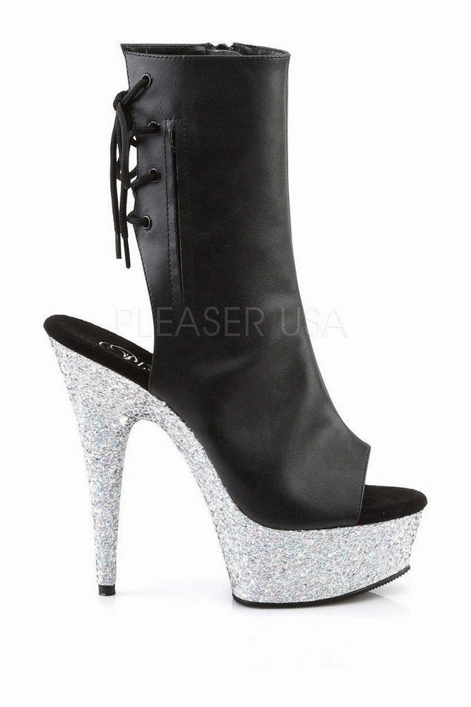 DELIGHT-1018LG Platform Boot | Black Faux Leather
