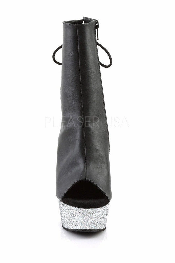 DELIGHT-1018LG Platform Boot | Black Faux Leather
