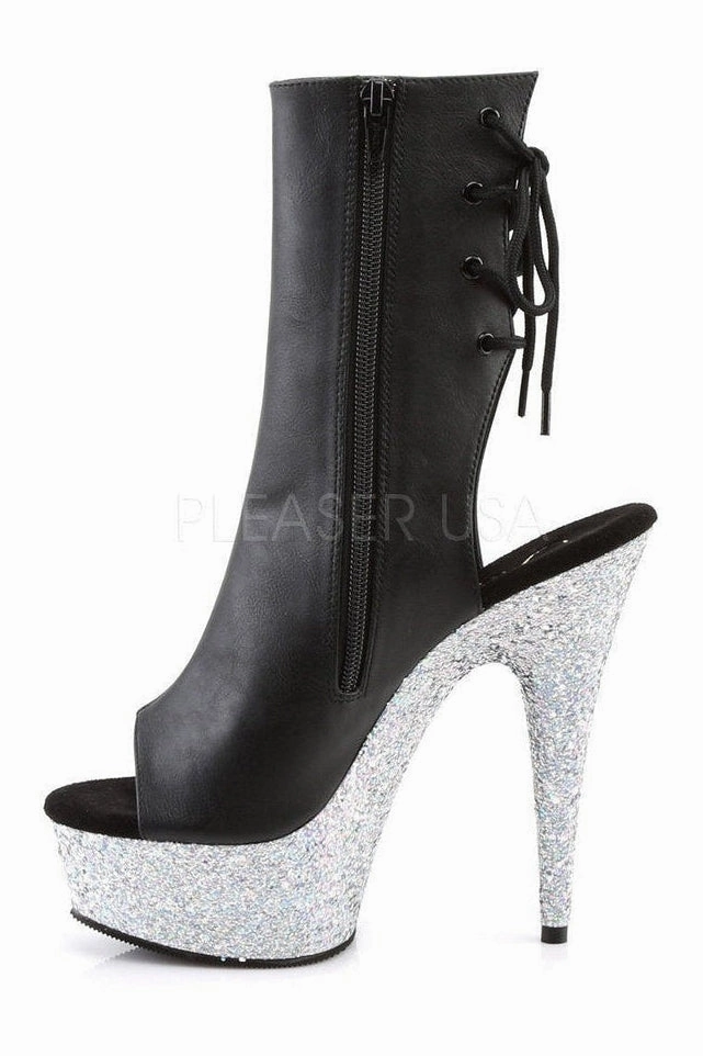 DELIGHT-1018LG Platform Boot | Black Faux Leather