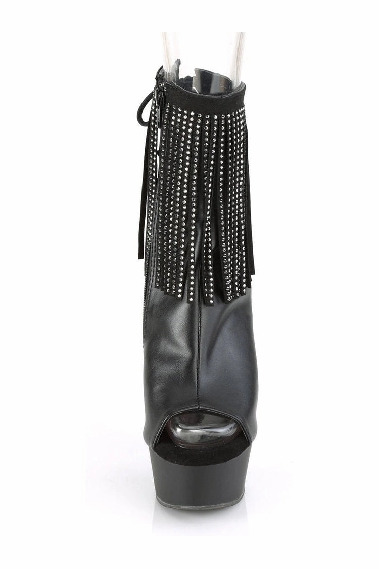 DELIGHT-1018RSF Exotic Boot | Black Faux Leather