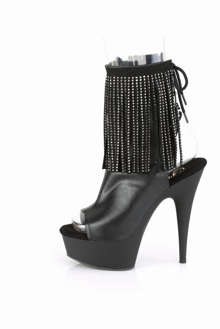 DELIGHT-1018RSF Exotic Boot | Black Faux Leather