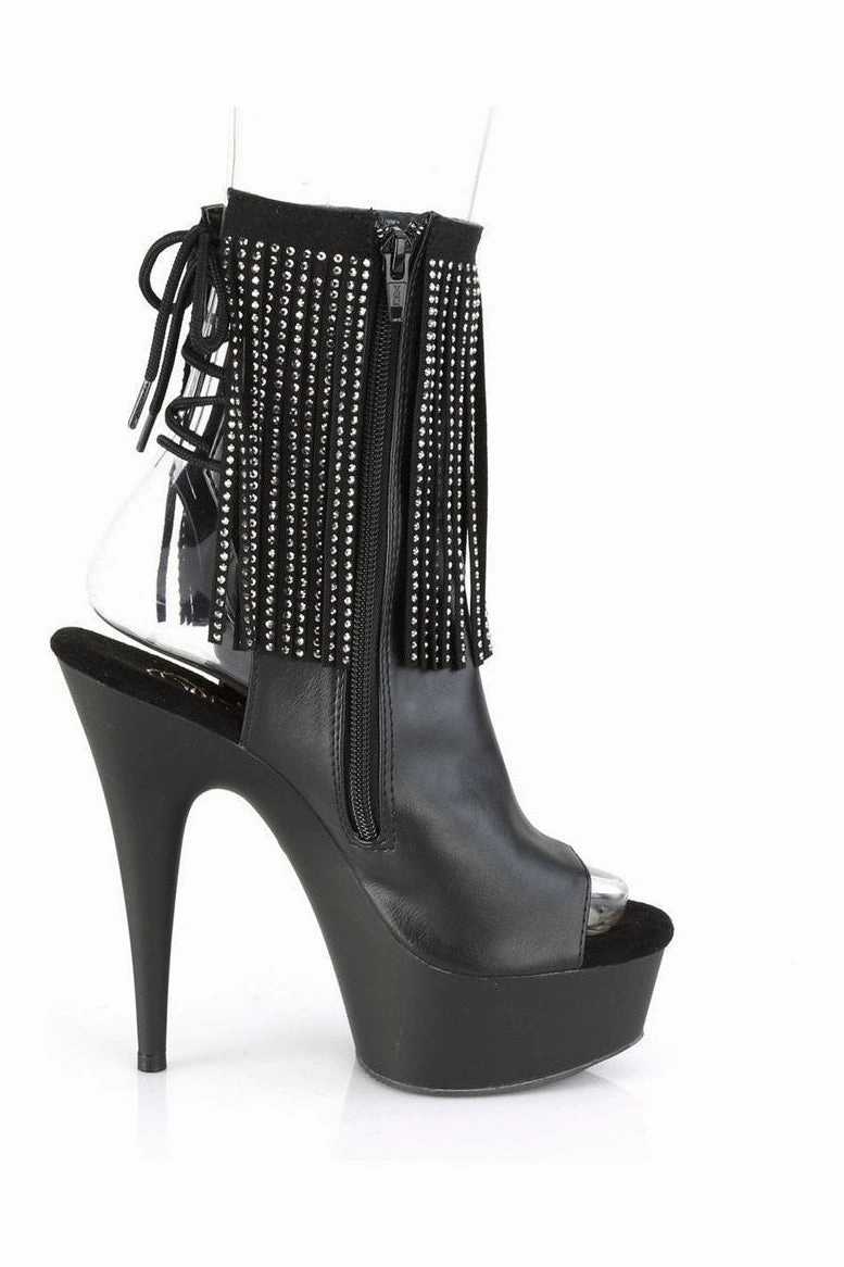DELIGHT-1018RSF Exotic Boot | Black Faux Leather