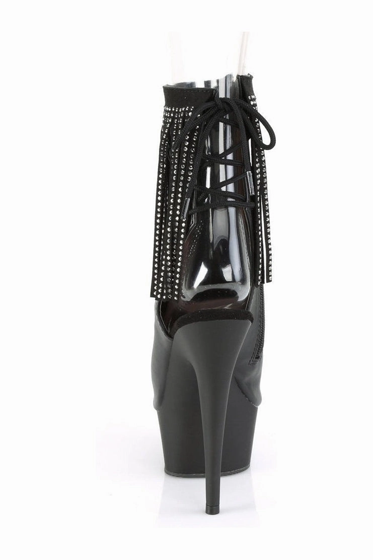 DELIGHT-1018RSF Exotic Boot | Black Faux Leather