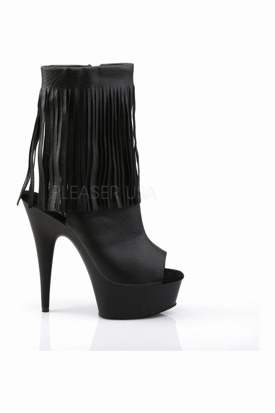 DELIGHT-1019 Platform Boot  | Black Faux Leather