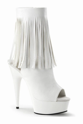 DELIGHT-1019 Platform Boot  | White Faux Leather