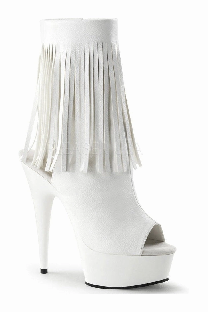 DELIGHT-1019 Platform Boot  | White Faux Leather