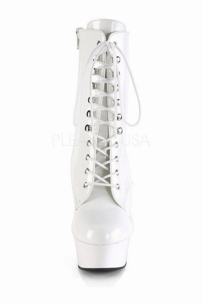 DELIGHT-1020 Platform Ankle Boot | White Patent