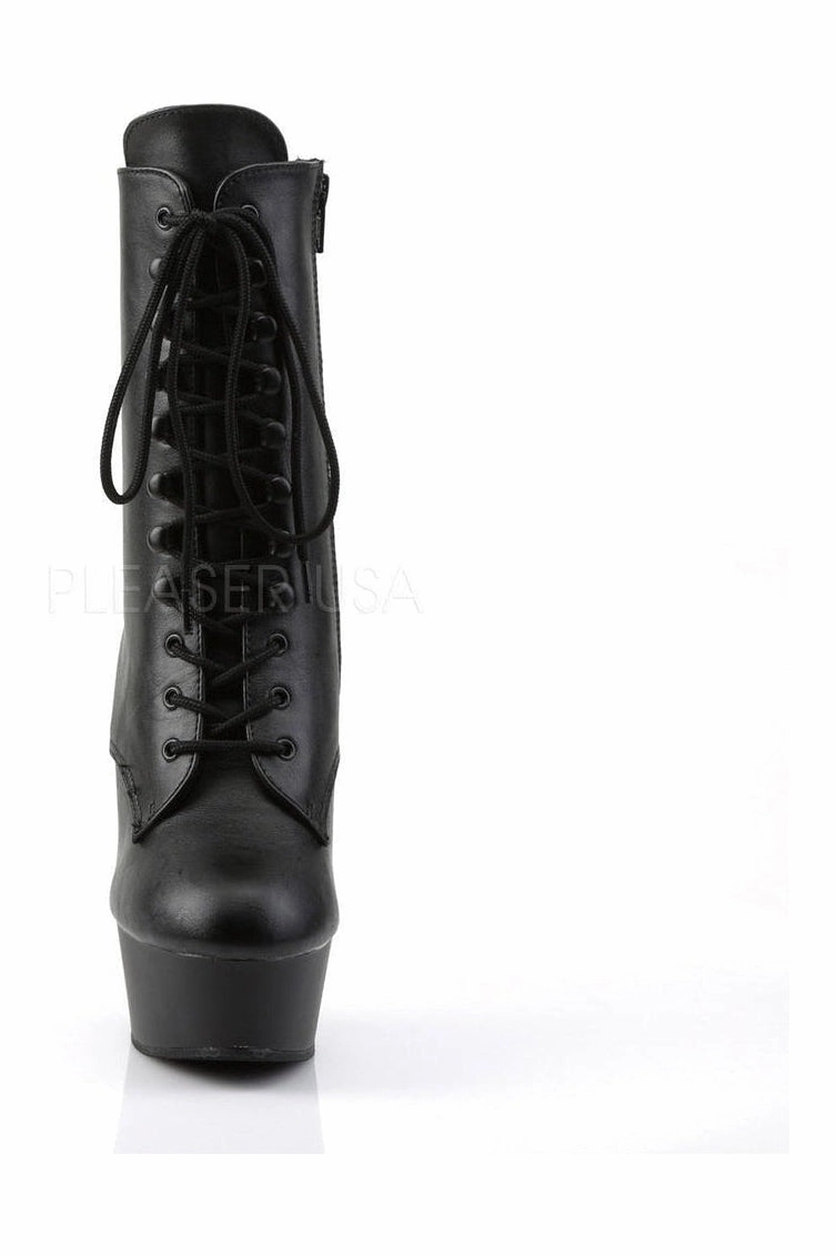 DELIGHT-1020 Platform Boot  | Black Faux Leather