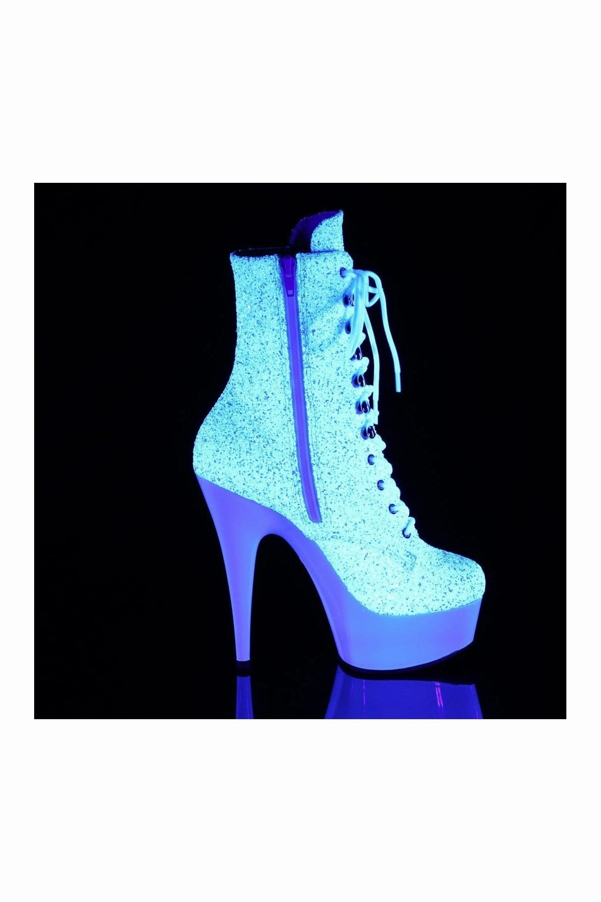 DELIGHT-1020LG White Glitter Ankle Boot