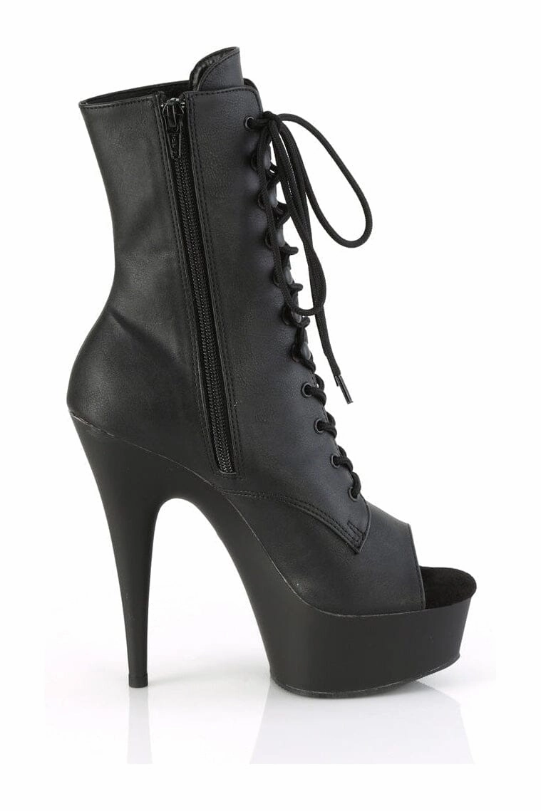 DELIGHT-1021 Black Faux Leather Ankle Boot