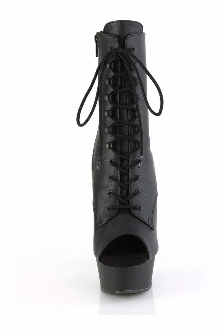 DELIGHT-1021 Black Faux Leather Ankle Boot