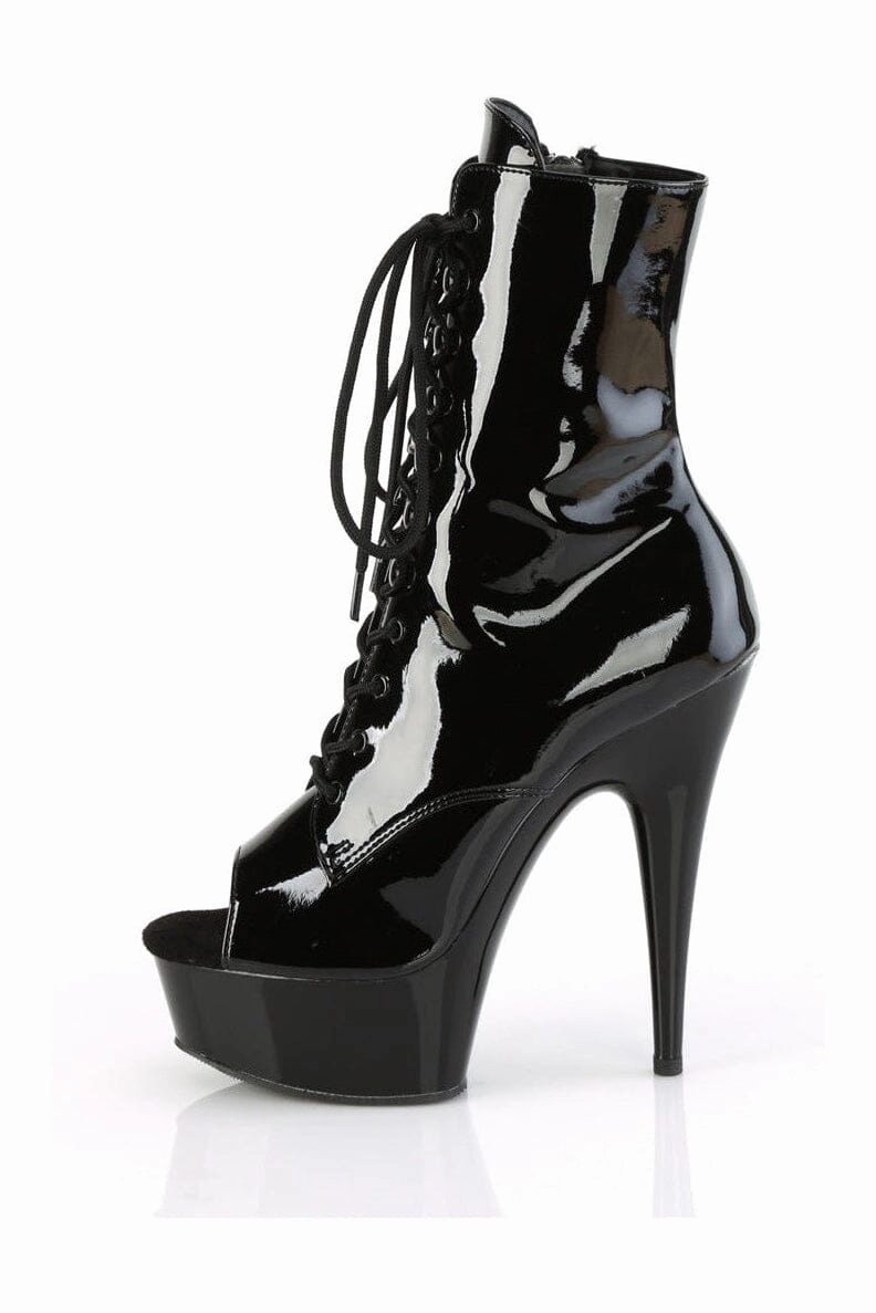 DELIGHT-1021 Black Patent Ankle Boot